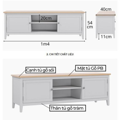Tủ Kệ Tivi Gỗ Sồi MOHO BOSTON 901