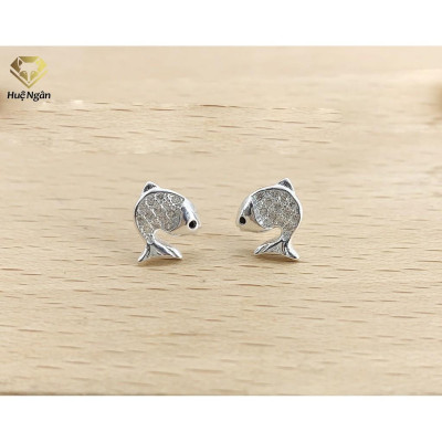 Bông tai bạc Ý 925 Huệ Ngân - Cá heo vui tính RYE140238