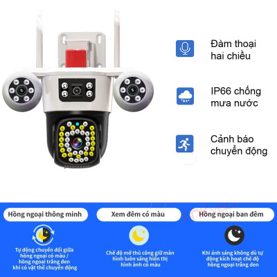 Camera Yoosee Ngoài Trời F50 3 MẮT MÁY BAY ĐỘC LẬP, Xoay 3 Mắt Cùng Lúc Đa Chiều, Đầy Đủ Tính Năng, Hàng Nhập Khẩu