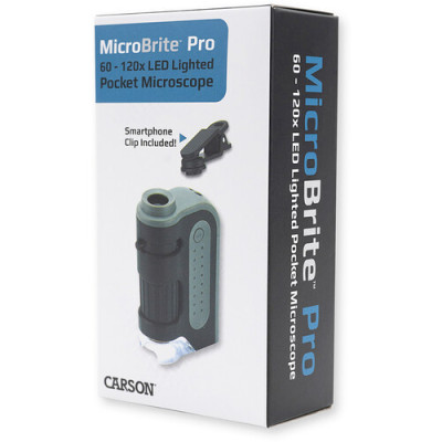Kính hiển vi bỏ túi kèm kẹp điện thoại Carson MicroBrite Pro LED MM-350 (60-120x) - Hàng chính hãng
