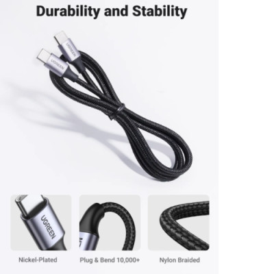 Cáp sạc USB Type-C to Type-C Ugreen 50150 hỗ trợ sạc nhanh 60W, truyền dữ liệu 480Mbps - Hàng Chính Hãng
