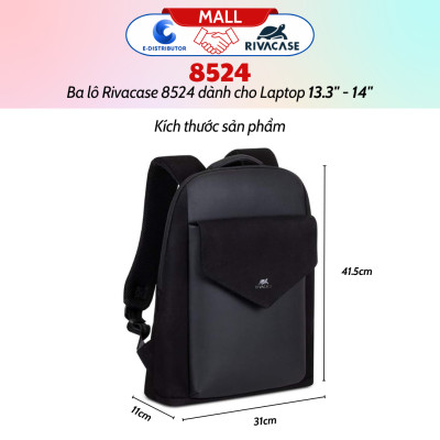 Balô Rivacase 8524 Để Vừa Laptop 13.3" - 14" - Bảo Hành 24 Tháng - Hàng Chính Hãng