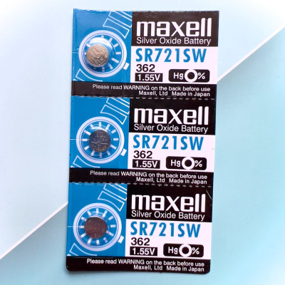 Vỉ 5 Viên Pin SR721SW / 362 / G11 Maxell Nhật Bản 1.55V Đồng Hồ Đeo Tay