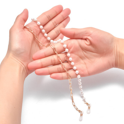 Chain glasses dây đeo kính hạt châu và chuỗi titan hợp kim bất đối xứng unisex nam nữ thời trang khác biệt