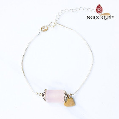Lắc bạc đốt trụ thạch anh hồng mệnh hỏa, thổ - Ngọc Quý Gemstones
