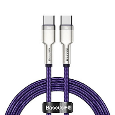 Cáp sạc siêu nhanh 100W truyền dữ liệu Baseus Cafule Series Metal Data Cable Type-C to Type-C (100W) - Hàng Chính Hãng