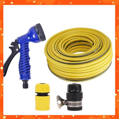 Bộ dây tăng áp 3 lần vòi xịt nước rửa xe,tưới cây loại 3-5m (cút nhựa nối nhựa đen 713-2) 206843 