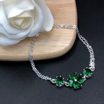 Lắc Tay Nữ Bạc Ta S99 Cỏ 4 Lá May Mắn Bạc Hiểu Minh LTU482