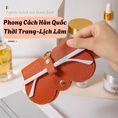 Túi đựng kính, có dây buộc- Túi đựng kính râm da PU 14x7cm