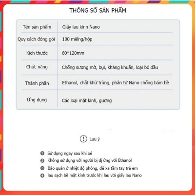 ( Hàng cao cấp ) Khăn lau mắt kính nano chống hơi nước chuyên dụng Hộp 100pcs 