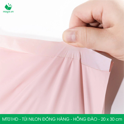 MT21HD - 32x45 cm  - Túi nilon gói hàng - 300 túi niêm phong đóng hàng màu hồng đào