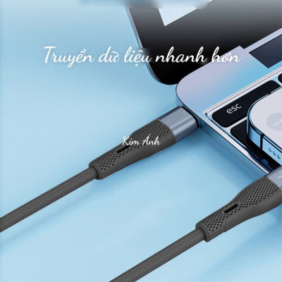 Dây sạc LI-TOP LX73 100W, chân cắm L, dây bọc lớp cao su mềm chống rách, đầu lưới SR chống uốn, hàng chính hãng