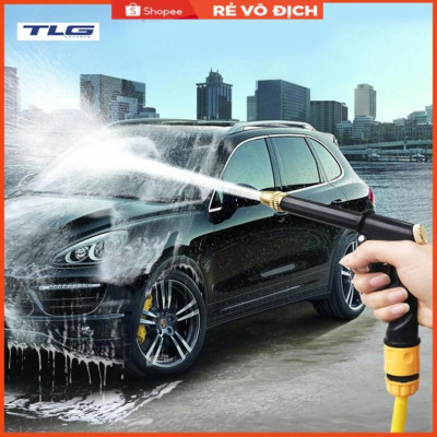 Bộ dây và vòi xịt rửa xe tưới cây tăng áp,vòi xịt rửa,vòi tưới cây 810-2576-1 (dây xám- cút nối đồng)