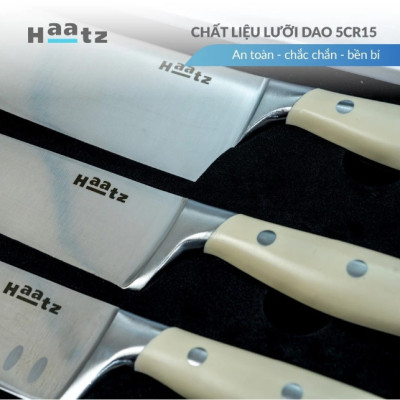 Bộ Dao 5 Chiếc Thép 5Cr15 Haatz CIM735 Tay Cầm Công Thái Học - Hàng Chính Hãng Bảo Hành 24 Tháng