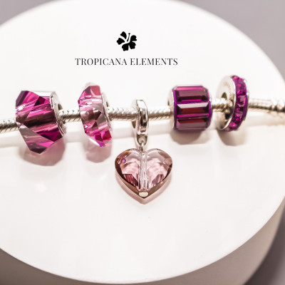 Lắc Tay Tropicana Phối Charm Swarovski Pave Tim Tím