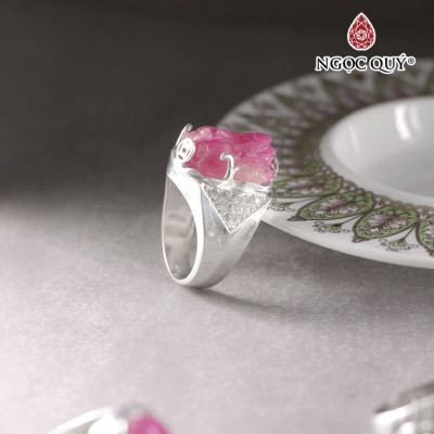 Nhẫn bạc nam mặt đá Tỳ hưu Ruby 19x13mm Ni19 - Ngọc Quý Gemstones