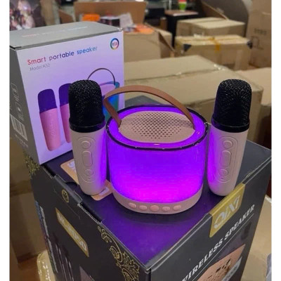 Loa Bluetooth Mini Karaoke Không Dây, Kèm 2 Mic, Âm Thanh Sống Động, Đèn LED 16 Màu - HÀNG CHÍNH HÃNG MINIIN