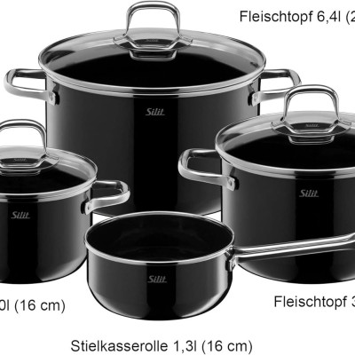 BỘ 4 NỒI SILIT ELEGANCE LINE MÀU ĐEN hàng chính hãng