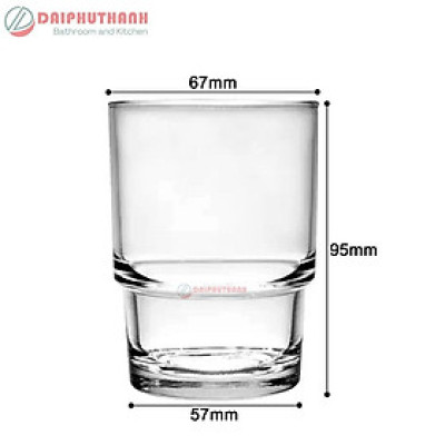 Cốc Ly Thuỷ Tinh Trong Suốt 240ml Cao 95mm Rộng 67mm - Kiểu ly có gờ hạn chế trơn trượt tay