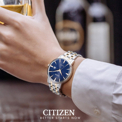 Đồng Hồ Nam Citizen Dây Thép Không Gỉ BM7466-81L - Mặt Xanh