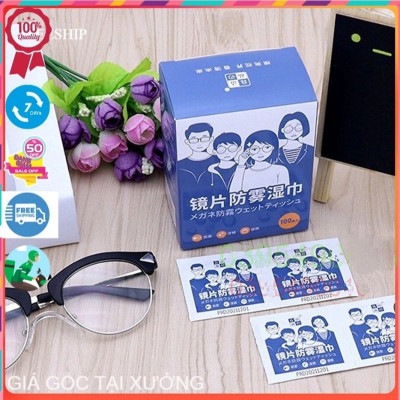 ( Hàng cao cấp ) Khăn lau mắt kính nano chống hơi nước chuyên dụng Hộp 100pcs 
