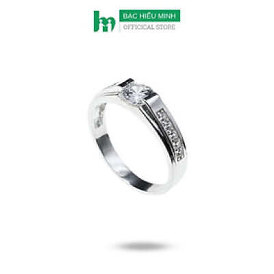 Nhẫn Nam Bạc Ta Đơn Giản Đính Đá Cao Cấp Bạc Hiểu Minh NA039