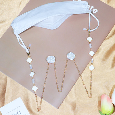 Chuỗi đeo gọng kính mix cỏ bốn lá may mắn và hoa hồng phong cách Hàn Quốc ngọt ngào dây đeo khẩu trang đeo airpod chống lạc