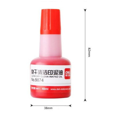 Mực Dấu chai 40ml Deli 7521/9874 Dùng cho dấu nhảy, khay chứa mực chấm ngoài, lăn tay