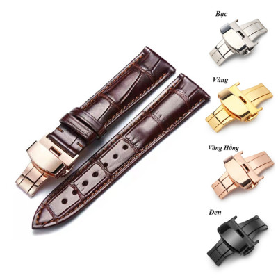Dây Đồng Hồ Da Cá Sấu Nâu Size 14/16/18/20/22/24/26mm - Dây Đeo Da Cá Sấu Thật 100% - Bảo Hành 12 Tháng