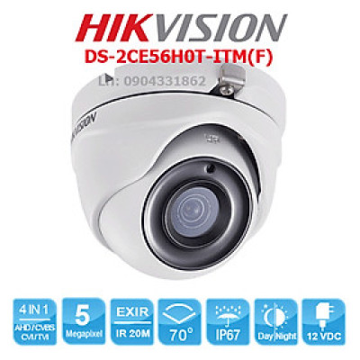Camera Hikvision HD TVI 5.0Mp độ phân giải 2K ( 2560 x 1944 ). Sử dụng với đầu ghi hình qua cáp đồng trục. Mã SP H0T - Hàng chính hãng.