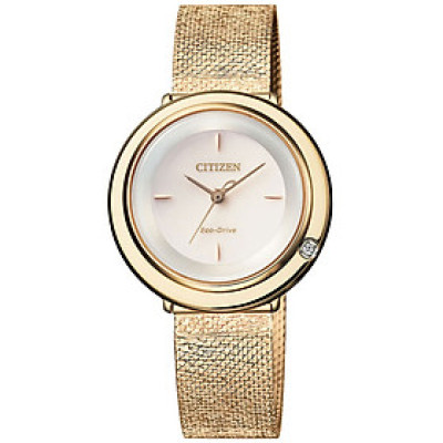 Đồng Hồ Nữ Citizen Đính Kim Cương Dây Thép Không Gỉ EM0643-84X - Mặt Vàng Hồng (Sapphire)