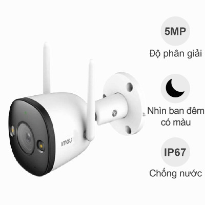 Camera Wifi ngoài trời IMOU IPC-F52FP 5MP-Có màu ban đêm-Angten đôi - Chống nước IP67-hàng chính hãng