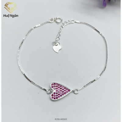 Lắc tay bạc 925 Huệ Ngân - Tim xinh đính đá RYB140085