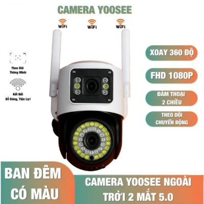 Camera Wifi Yoosee 2 Mắt Xem 2 Màn Hình Cùng Lúc Ngoài Trời - Hàng Nhập Khẩu