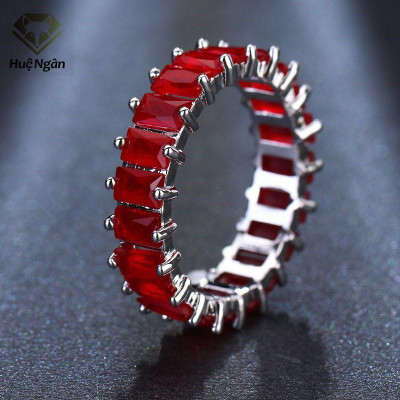 Nhẫn bạc 925 Huệ Ngân - Đá vuông đính vòng tròn RR1750
