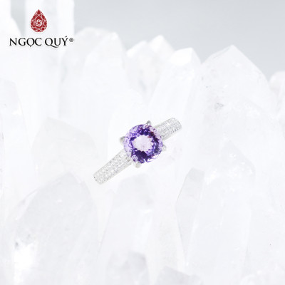  Nhẫn bạc nữ đá thạch anh tím ni 17 mệnh hỏa. thổ - Ngọc Quý Gemstones