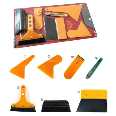 Bộ dụng cụ 7 món dùng dán Tem Decal xe Ô tô Xe Máy - Tặng 1 bộ dán gương hậu