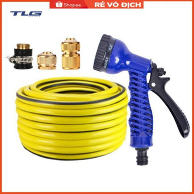 Bộ dây tăng áp 3 lần vòi xịt nước rửa xe, tưới cây loại 3-5m(cút đồng-nối đồng) 206843