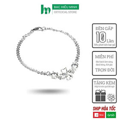 Lắc Tay Nữ Bạc Hiểu Minh LTU482W cỏ 4 lá may mắn bạc ta