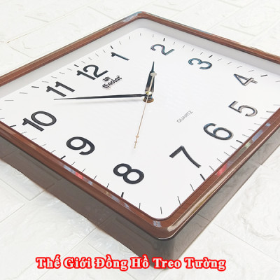 Đồng Hồ Treo Tường Cao Cấp EASTAR Viền NÂU Vân GỖ – Máy KIM TRÔI – Số Nổi 3D – Tặng Pin Maxell – BH 1 Năm