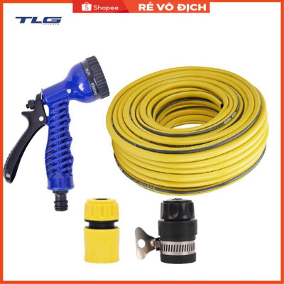Bộ dây tăng áp 3 lần vòi xịt nước rửa xe, tưới cây loại 3-5m (cút nhựa nối nhựa đen 713-2) 206843