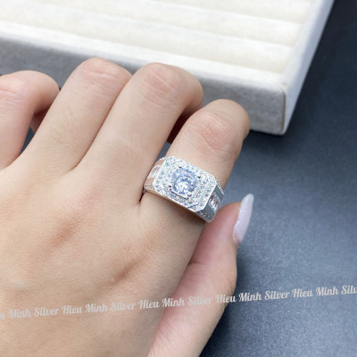  Nhẫn Nam Bạc Ta Đính Đá Cao Cấp Bạc Hiểu Minh NA040 