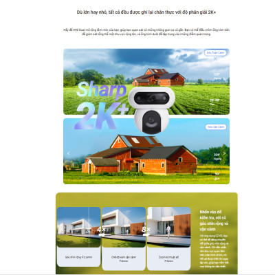Camera 2 Mắt Ezviz H90 Dual Lens 2K+ (4MP+4MP), Hồng Ngoại 30m, Đàm Thoại 2 Chiều, Đèn Còi Báo Động - Hàng chính hãng