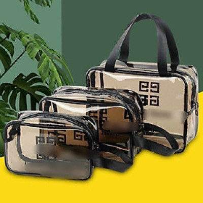 Set 3 túi  xách trong suốt đựng mỹ phẩm du lịch   , chống nước,  thời trang thanh lịch , trẻ trung hiện đại , sang trọng 