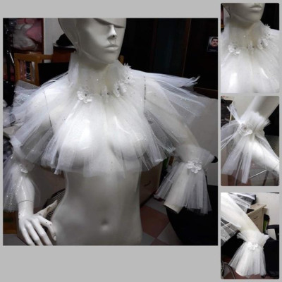 Voan cuốn chụp hình phụ kiện cưới Giang mẫu voan cuốn kèm voan tay mois