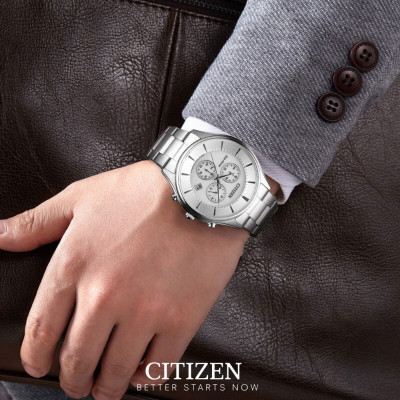 Đồng Hồ Nam Citizen Dây Thép Không Gỉ AT2360-59A - Mặt Trắng (Sapphire)