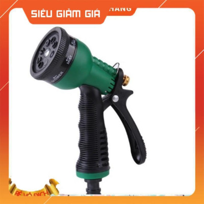 Vòi xịt rửa xe,Vòi phun nước tưới cây tăng áp thông minh 8 chế độ 815621-1 (cút vàng,nối xanh - dây vàng)