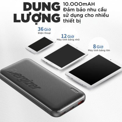 [ Hàng Chính Hãng ] Pin sạc dự phòng cao cấp Energizer UE10050CCBK 10000mAh - Sạc Nhanh PD - BH 12 tháng