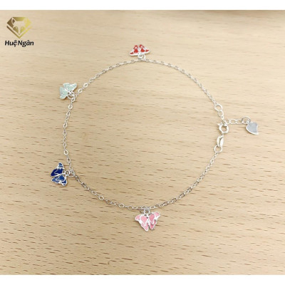 Lắc chân bạc Ý 925 Huệ Ngân-Cánh Bướm Mùa Xuân JL040