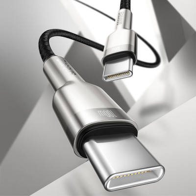 Cáp sạc nhanh Baseus Cafule Metal Series Type C to Type C 100W CATJK (Fast charge & Data Cable)- Hàng chính hãng